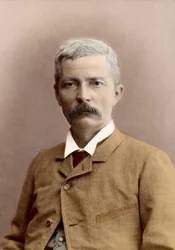 Portret van Sir Henry Morton Stanley (geboren John Rowlands), Welshe journalist en ontdekkingsreiziger. latere inkleuring