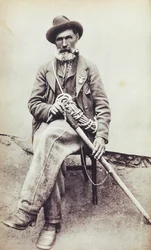 Portret van de Italiaanse bergbeklimmer Jean-Antoine Carrel (Valtournenche)