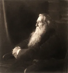 Reproductie van een foto van de Engelse kunstcriticus John Ruskin