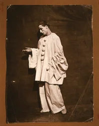 De mimespeler Jean-Charles Deburau als Pierrot (foto)