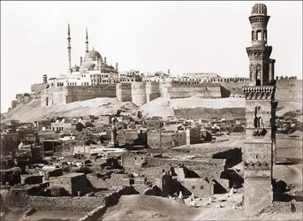 Zicht op Caïro, foto rond 1870.