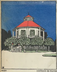 Wenen: Paviljoen van Plezier in de Prater Wien: Lusthaus im Prater, 1908