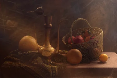 Klassiek stilleven met fruitmand