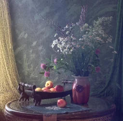 Landelijke bloemen en fruit