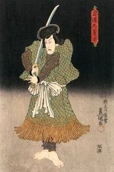 Ukiyo-e Print van een Acteur die een Samurai Speelt door Kunisada
