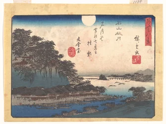 Herfstmaan bij Ishiyama, uit de serie Acht gezichten op Ōmi (Ōmi hakkei)