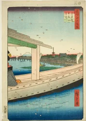 Ver Uitzicht op Azuma Brug en Kinryuzan Tempel, uit de serie "Honderd Beroemde Uitzichten van Edo"
