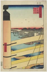 Edo-bashi Brug van Nihon-bashi, december 1857