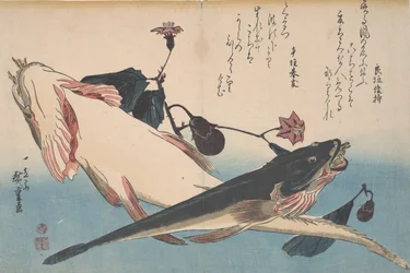 Platkopvissen en aubergine, ca. 1830