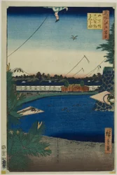 Hibiya en Soto-Sakurada van Yamashita-cho (Yamashita-cho Hibiya Soto-Sakurada), uit de serie "One Hundred Famous Views of Edo (Meisho Edo hyakkei)".