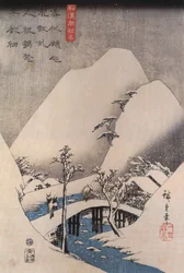 Hiroshige, Een brug in een besneeuwd landschap