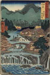 Warmwaterbronnen bij Shuzenji, provincie Izu, augustus 1853