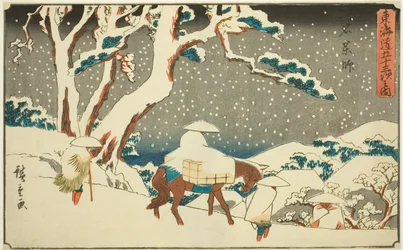 Ishiyakushi, uit de serie "Drieënvijftig stations van de Tokaido (Tokaido gojusan tsugi no uchi)," ook bekend als de Gyosho Tokaido