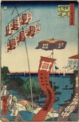Kanasugi-brug, Shibaura, juli 1857