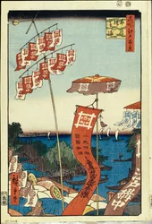 Kanasugi-brug en Shibaura. Honderd beroemde uitzichten van Edo, ca. 1858