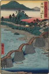 Kintai-brug bij Iwakuni, provincie Suo, december 1853