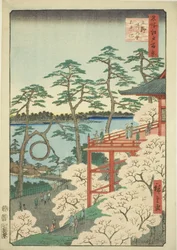 Kiyomizu Hall en Shinobazu Vijver in Ueno, uit de serie "Honderd Beroemde Zichten van Edo"