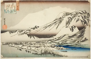 Aanhoudende Sneeuw op de Berg Hira, uit de serie "Acht Zichten van de Provincie Omi"