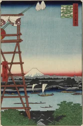 Motoyanagi-brug en Eko_in-tempel in Ryo_goku, mei 1857