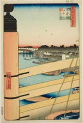 Nihonbrug en Edobrug, uit de serie "Honderd Beroemde Zichten van Edo"