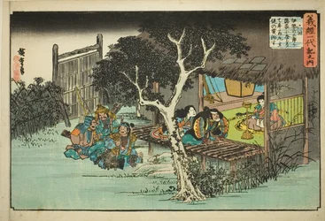 Nr. 6: Ise no Saburo zweert Loyaliteit aan Ushiwakamaru, uit de serie "Het Leven van Yoshitsune"