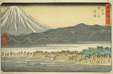 Numazu—Nr. 13, uit de serie "Drieënvijftig stations van de Tokaido (Tokaido gojusan tsugi)," ook bekend als de Reisho Tokaido