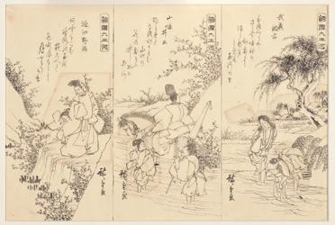 Voorbereidende schetsen voor de Chofu Jewel rivier in Musashi; De Ide Jewel rivier, 1838-43