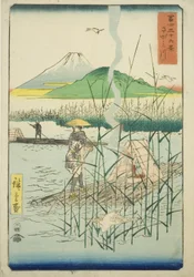 Sagami Rivier (Sagamigawa), uit de serie "Zesendertig Zichten op de Berg Fuji (Fuji sanjurokkei)"