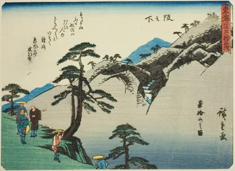 Sakanoshita: Uitzicht op de berg Fudesute, uit de serie "Drieënvijftig Stations van de Tokaido"