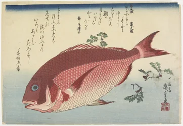 Zeebrasem en Sansho-twijgen, c. 1832