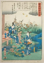 Soga-broers nemen afscheid van het zomerkruid, uit de serie "Geïllustreerd verhaal van de Soga-broers (Soga monogatari zue)"