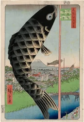 Suidō-brug en Surugadai, uit de serie Honderd Beroemde Zichten van Edo