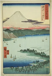 Suruga Provincie: Het Pijnboombos bij Miho, uit de serie Beroemde Plaatsen in de Zestig-odd Provincies