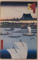Teppozu en Tsukiji Monzeki Tempel Honderd Beroemde Zichten van Edo