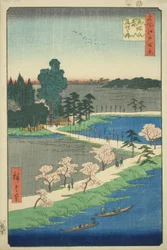 De verstrengelde kamferbomen bij Azuma-schrijn (Azuma no mori Renri no azusa), uit de serie 