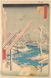 De houtopslag in Fukagawa