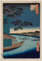 De ontmoetingsden bij de Asakusa-rivier en de Oumaya-oever van de Sumida-rivier, uit de serie „Honderd beroemde gezichten op Edo”