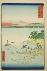 De zee bij Miura in de provincie Sagami (Soshu Miura no kaijo), uit de serie "Zesendertig gezichten op de berg Fuji (Fuji sanjurokkei)"