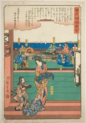Tora Gozen op het banket van Wada no Yoshimori, uit de serie "Geïllustreerd Verhaal van de Soga Broers (Soga monogatari zue)"
