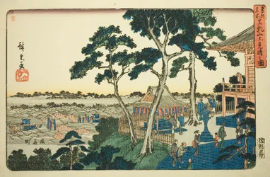 Uitzicht vanaf de Top van Matsuchi Heuvel (Matsuchiyama ue miharashi no zu), uit de serie "Beroemde Plaatsen in de Oostelijke Hoofdstad (Toto meisho)"