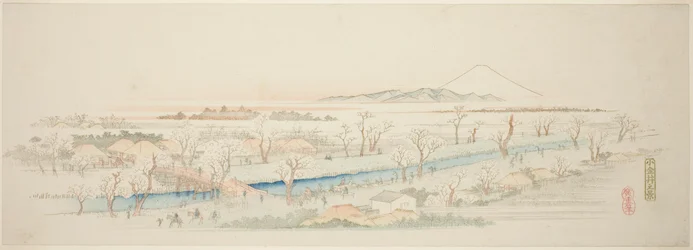 Uitzicht op Koganei, uit een ongetitelde serie van beroemde uitzichten van de buitenwijken van Edo