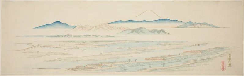Dorp Tamagawa, uit een ongetitelde serie beroemde zichten van de buitenwijken van Edo