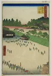 Yastukoji, Binnen de Sujikai Poort (Sujikai-uchi Yatsukoji), uit de serie "Honderd beroemde vergezichten van Edo (Meisho Edo hyakkei)".