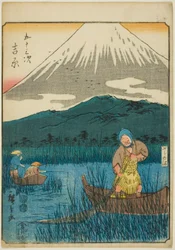 Yoshiwara, uit de serie "Drieënvijftig Stations [van de Tokaido] (Gojusan tsugi)," ook bekend als de Figuren Tokaido (Jinbutsu Tokaido)