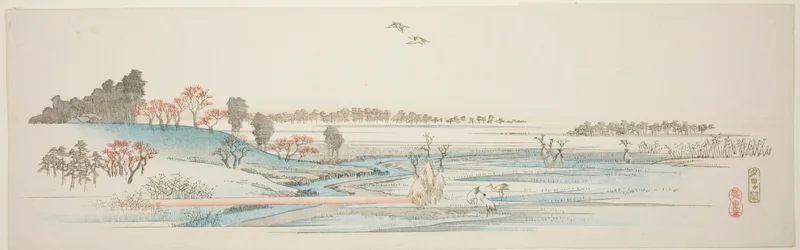 Yuhigaoka, uit een ongetitelde serie van beroemde uitzichten van de buitenwijken van Edo