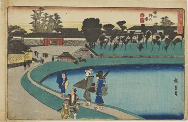„Buiten de Sakurada-poort“ uit de serie „Opmerkelijke gezichten op Edo“