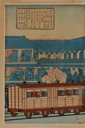 Een station, ca. 1870 (Japans houtbloktriptiek)