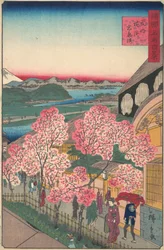 Ingang van het Gankiro-theehuis in het Miyozaki-district, Yokohama, Bushu