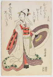 Acteur Nakamura Shikan in een vrouwelijke rol, Edo-periode
