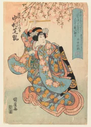 De acteur Nakamura Shikan II in een vrouwelijke rol, ca. 1830